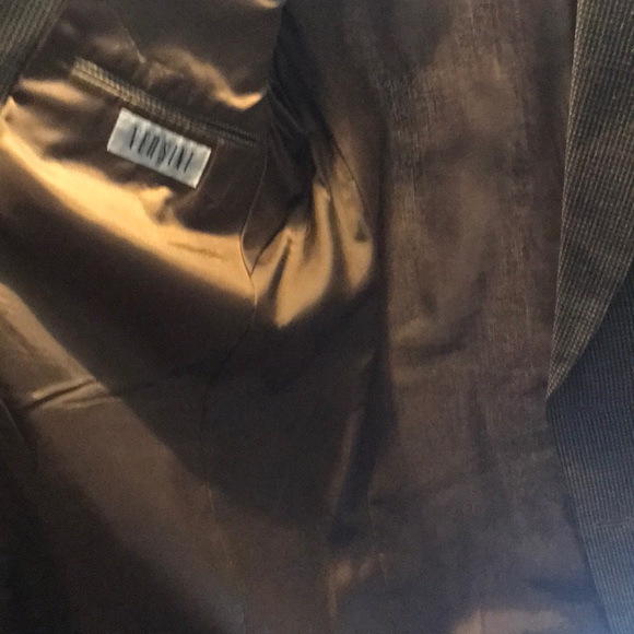 Versini Brown/Tan/Blue Plaid Mens Blazer - Picture 6 of 8